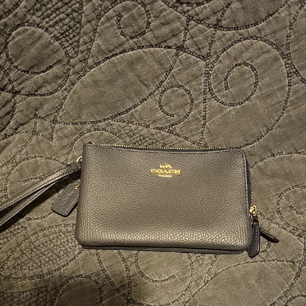 Coach Black Leather Wristlet